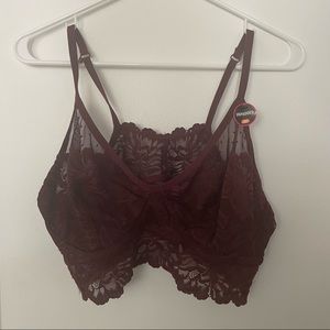 ModCloth Burgundy/Maroon Bralette, never worn w/tags, 3x